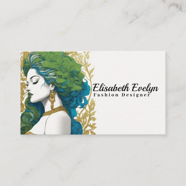 Golden Elegance Silhouette Amidst Green a1 Visitenkarte (Vorderseite)