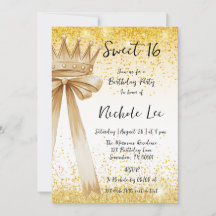 Golden & Elegance: Sweet 16 Crown & Bow