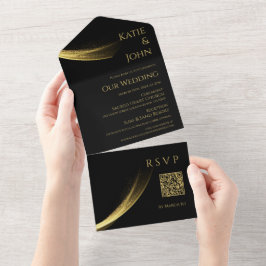 Golden Elegance-Wedding QR-Code- All In One Einladung