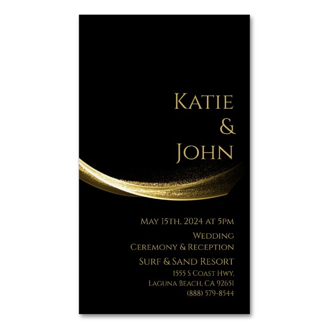 Golden Elegance-Wedding Rette unser Datum Magnetische Visitenkarte (Vorderseite Vertikal)