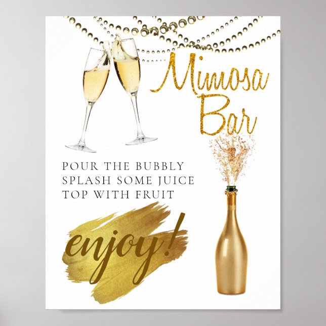Golden Elegant Bridal Brunch Bar Sign Poster (Vorne)