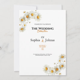 golden elegant daisy flower wedding invitation einladung