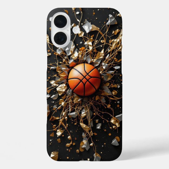 Golden Elegante Basketball iPhone 16 Plus Hülle (Rückseite)