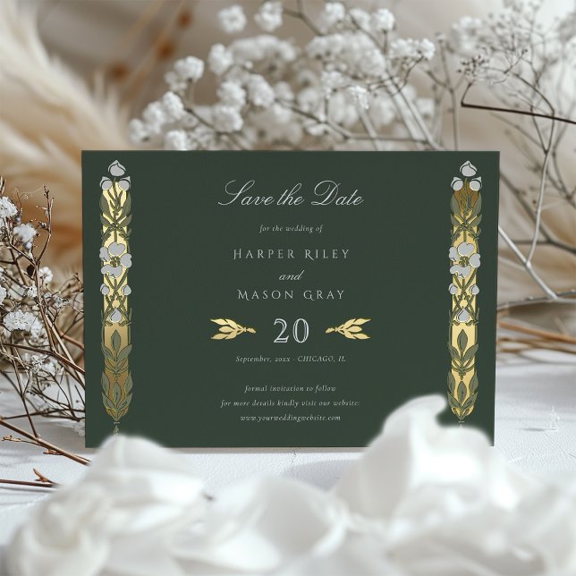 Golden Elegante Jugendstil-Save the Date-Karte Folieneinladung (Von Creator hochgeladen)