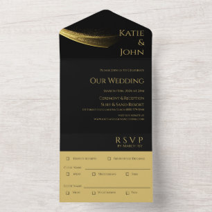 Golden Eleganz-Hochzeit All In One Einladung