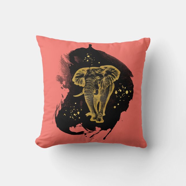 Golden Elephant Kissen Living Coral (Vorderseite)
