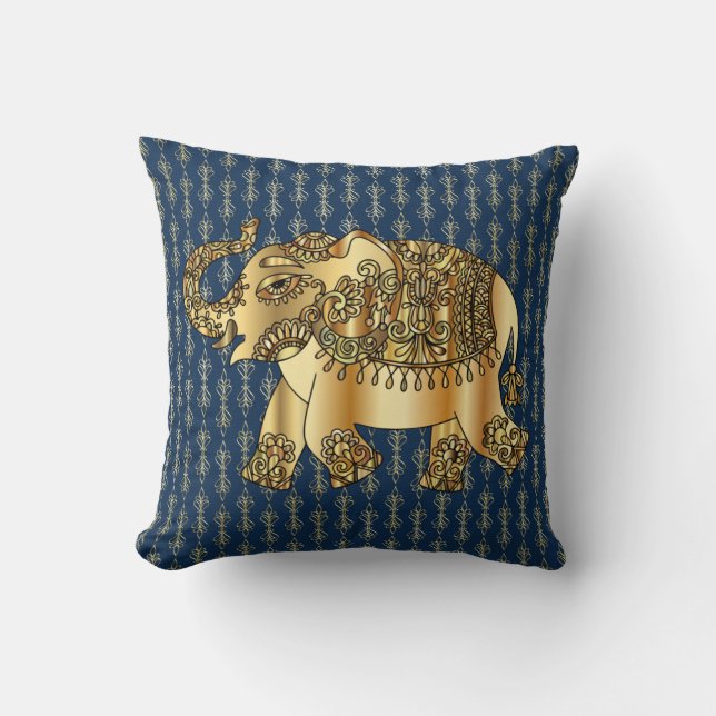 Golden Elephant Throw Kissen (Vorderseite)