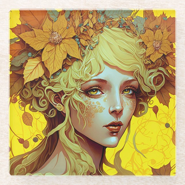 Golden Elf Fee Fantastische Bergwelten Glasuntersetzer (Vorderseite)