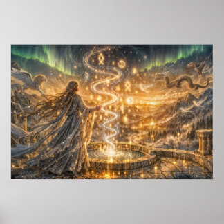 Golden Elven Fantasy Light Impressionist Fantasy Poster