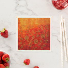 Golden Ember Floral Batik Serviette