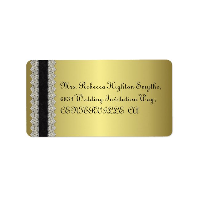 Golden Engraved Look Hochzeit Adressaufkleber (Vorne)