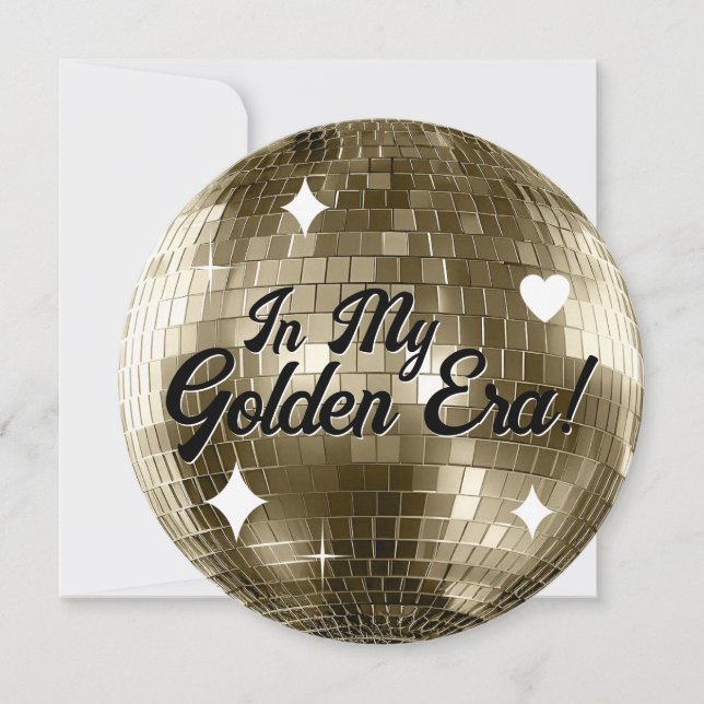 Golden Era Disco Ball Anniversaire Invitation (Devant)
