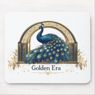 Golden Era-Logo mit elegantem Pfau-Design Mousepad