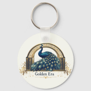 Golden Era-Logo mit elegantem Pfau-Design Schlüsselanhänger