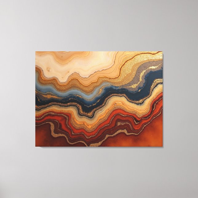 Golden Erosion – 40"x 32" Abstract Fluid Canvas Pr Leinwanddruck (Vorderseite)
