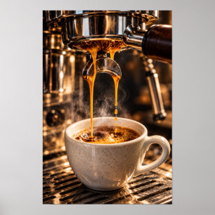 Golden Espresso Pour – Luxus-Kaffeemaschinen-Wand  Poster