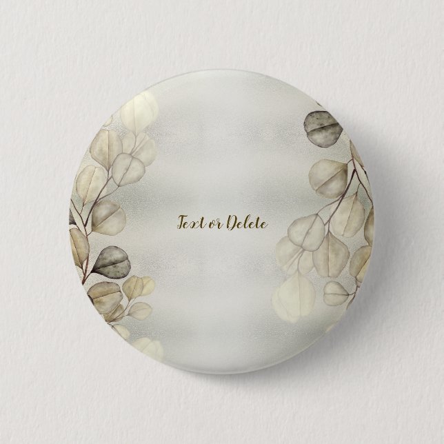 Golden Eucalyptus Foliage Shiny Elegante Button (Vorderseite)