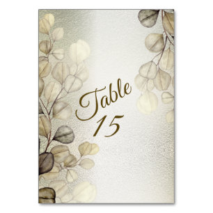 Golden Eucalyptus Foliage Wedding Shiny Tischnummer