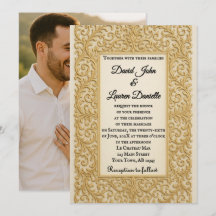 Golden Ever After Photo Wedding Invitation