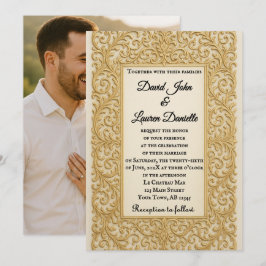 Golden Ever After Photo Wedding Invitation Einladung