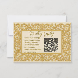 Golden Ever after QR Code Wedding RSVP Card