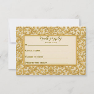 Golden Ever after Wedding RSVP Card Karte