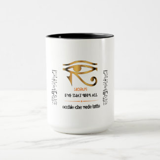 Golden Eye of Horus Design in Englisch & Italienis Tasse
