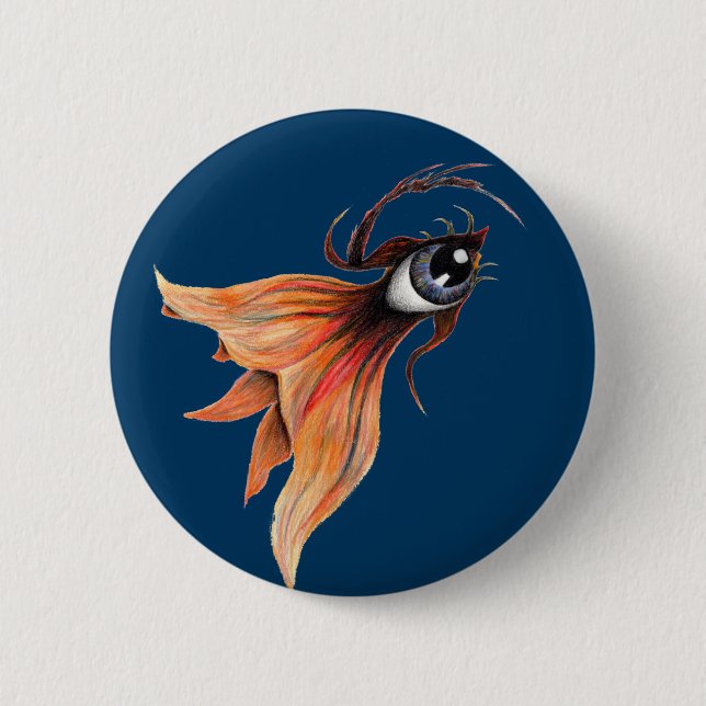Golden Eye Surreal Goldfish Fantasy Originale Kuns Button (Vorderseite)