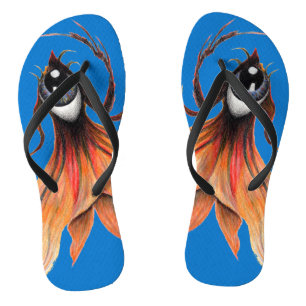 Golden Eye Surreal Goldfish Fantasy Originale Kuns Flip Flops