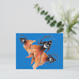 Golden Eye Surrealer Goldfisch Fantasy Original Ku Postkarte