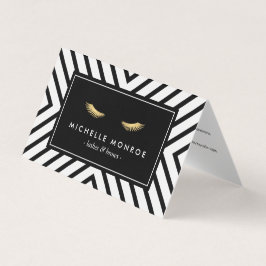 Golden Eyelashes Mod Pattern Salon Aftercare Visitenkarten