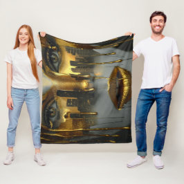 Golden Face Surrealist City Urban Digital Art Fleecedecke