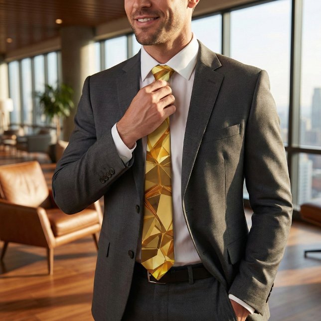 Golden Faceted Crystal Geometric Krawatte (Von Creator hochgeladen)