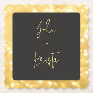Golden Fairy Lights Paper Untersetzer