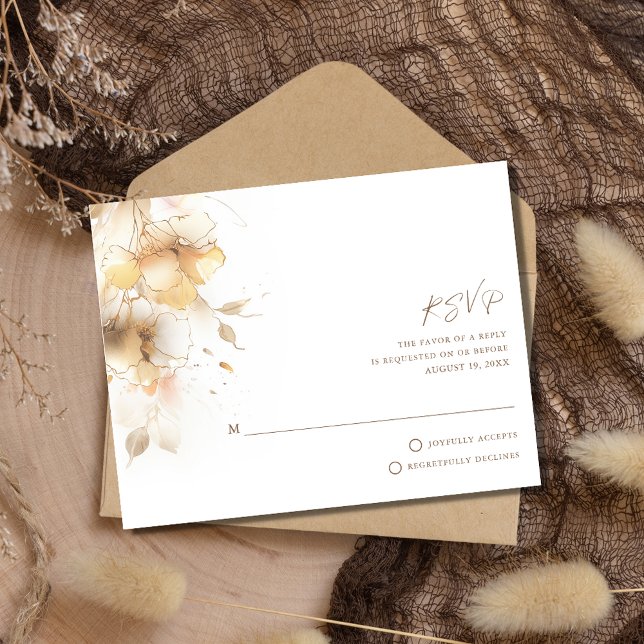 Golden Fall Floral Wedding RSVP Karte (Golden Fall Floral Wedding RSVP Card)
