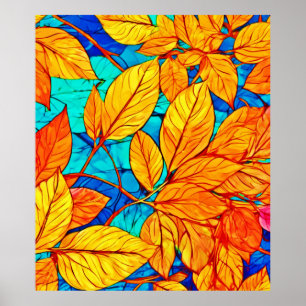 Golden Fall Foliage: Helle Blätter zeichnen Poster