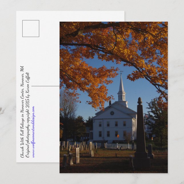 Golden Fall Folies / Church & Friedhof Postkarte (Vorne/Hinten)