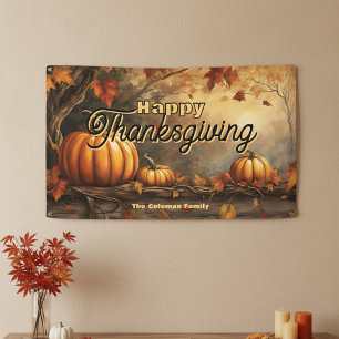 Golden Fall Forest Orange Pumpkins Erntedank Banner