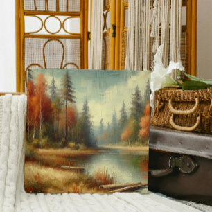 Golden Fall Forest Reflektion Leinwanddruck