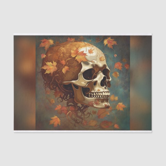 Golden Fall Skull Goth Decoupage Paper Seidenpapier (Vorderseite)