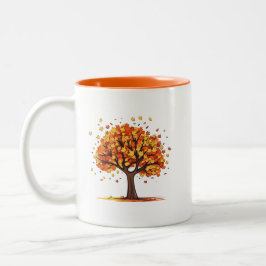 Golden Fall Tree Zweifarbige Tasse