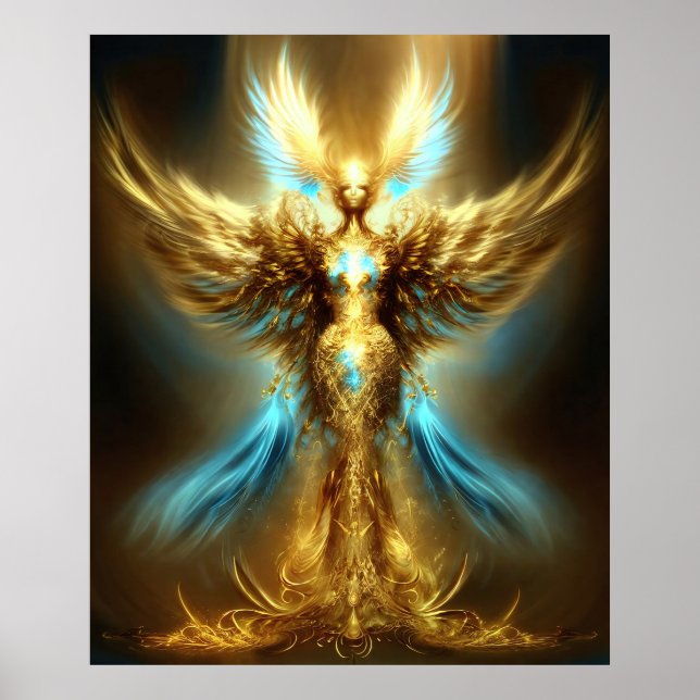 Golden Fantasy Angel Printable Digital Download Poster (Vorne)