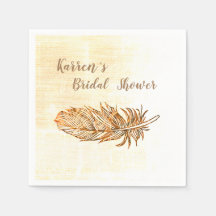 Golden Feather Brautparty Paper Napkins