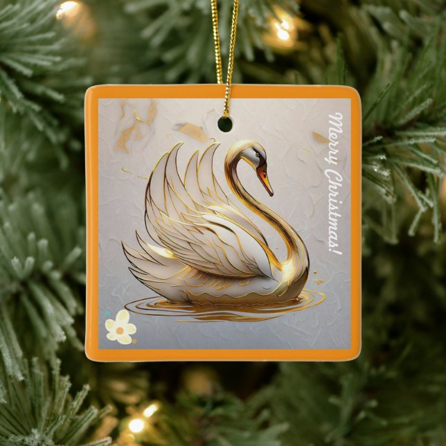 "Golden Feathered Friend" Keramikornament (Baum)