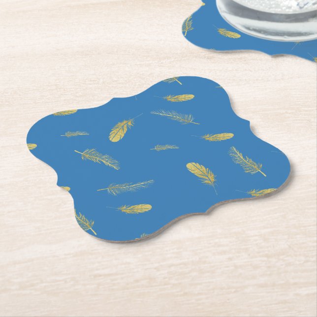 Golden Feathers French Blue Untersetzer (angewinkelt)