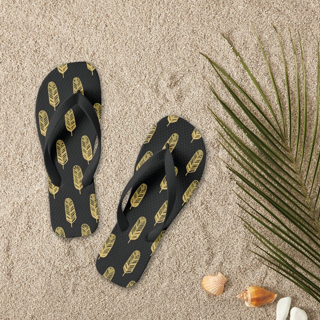 Golden Feathers Pattern Flip Flops (Von Creator hochgeladen)