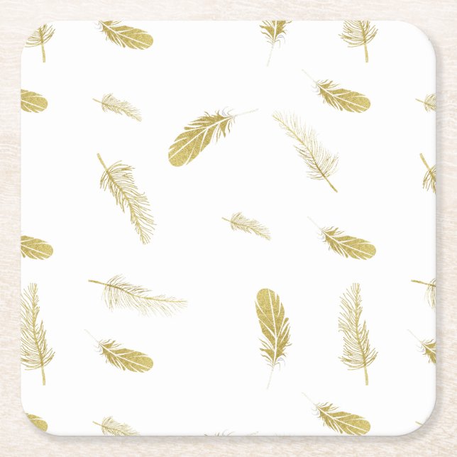 Golden Feathers Rechteckiger Pappuntersetzer (Vorderseite)