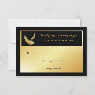 Golden Feathers Response Cards Einladung