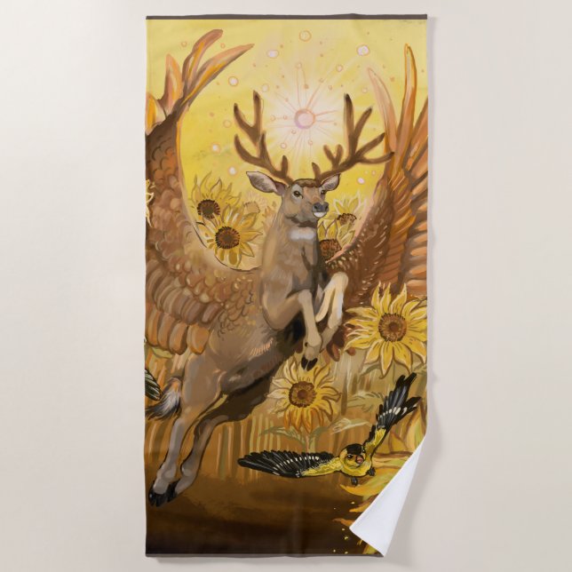 Golden Feilds Mule Deer Strandtuch (Vorderseite)