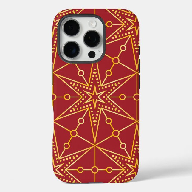 Golden Festive Starry iPhone 16 Pro Hülle (Rückseite)